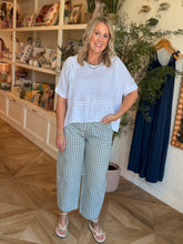 Load image into Gallery viewer, Blue &amp; White Gingham Check Barrel Pants
