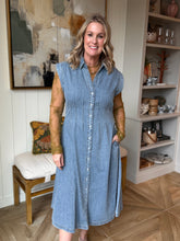 Load image into Gallery viewer, Cap Sleeve Denim Dress
