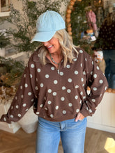 Load image into Gallery viewer, Chocolate Polka Dot Quarter Zip Pullover

