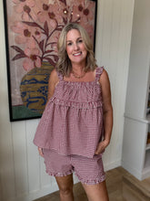 Load image into Gallery viewer, Red Gingham Ruching Tank Top
