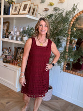 Load image into Gallery viewer, Wine 2 Layer Knit Shift Dress
