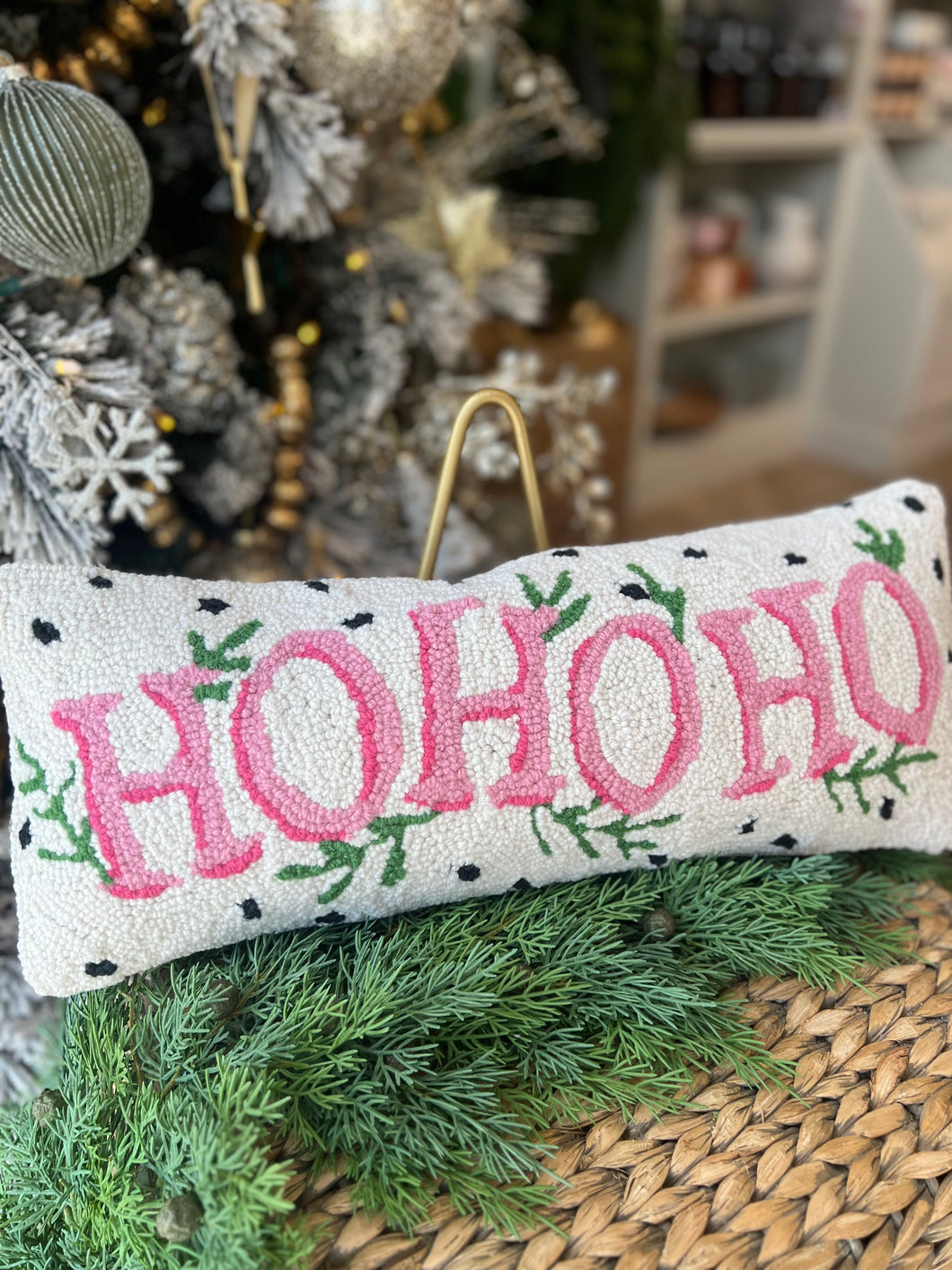 Spotted Ho Ho Ho Hook Pillow