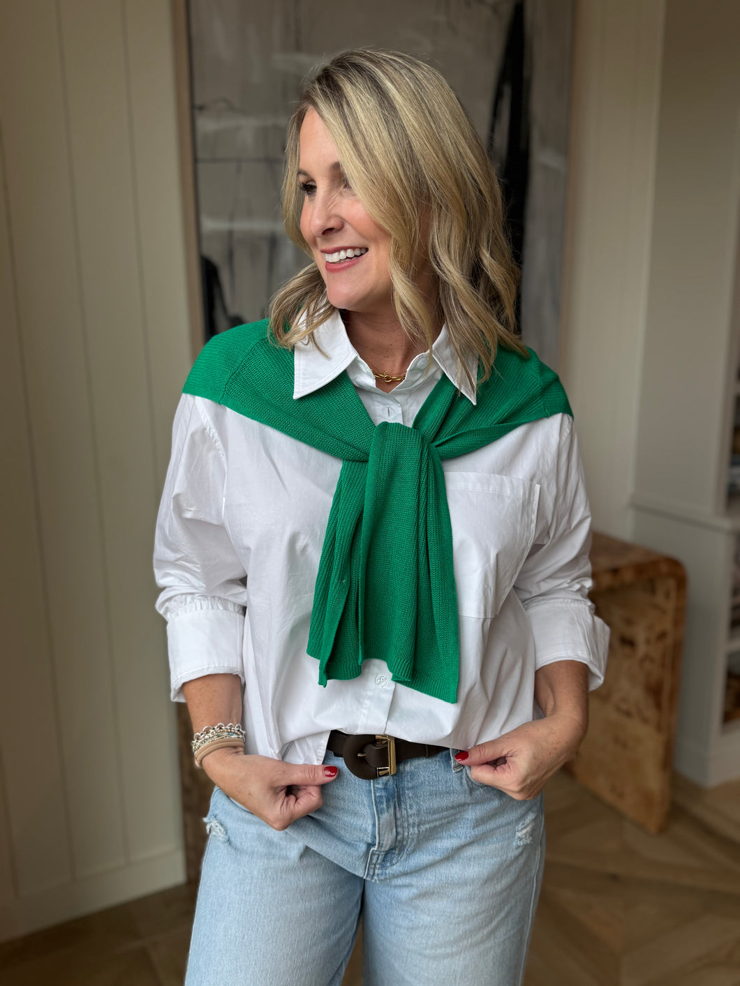 Green Knit Open Vest