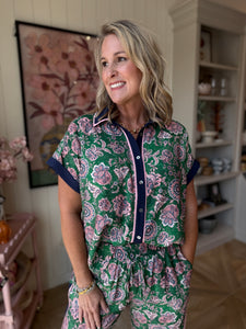 Paisley Print Pant Set - Plus Size Available