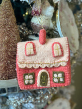 Load image into Gallery viewer, Pink &amp; Coral Wool Felt House Ornaments
