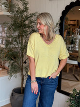 Load image into Gallery viewer, Lemon Lightweight Vneck Short Sleeve Sweater
