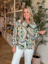 Load image into Gallery viewer, Navy &amp; Mint Loose Fit Blouse
