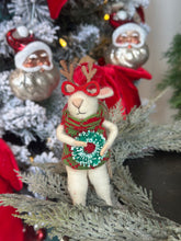 Load image into Gallery viewer, Holiday Wreath Mice Ornaments
