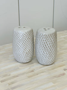 2 pc Stoneware Textured Salt & Pepper Set