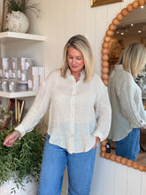 Load image into Gallery viewer, Beige Stripe Linen Blouse
