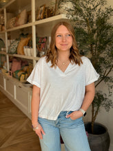 Load image into Gallery viewer, Cotton White Double V T-Shirt

