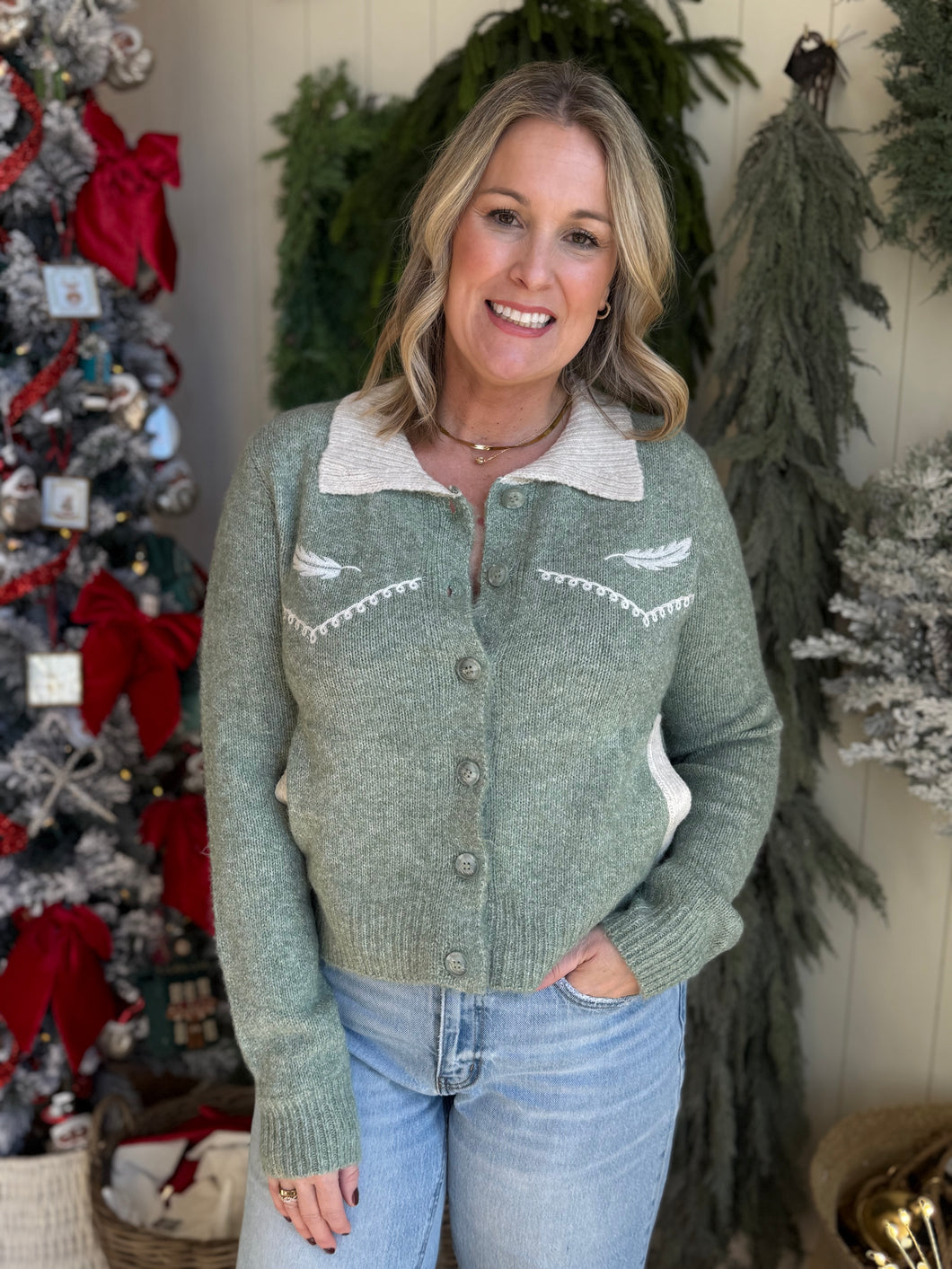 Basil Feather Cardigan