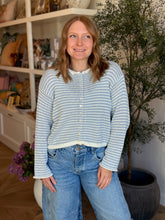Load image into Gallery viewer, Sky Blue Striped Cotton Sweater
