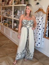 Load image into Gallery viewer, Grey Floral Tie Front Jumpsuit
