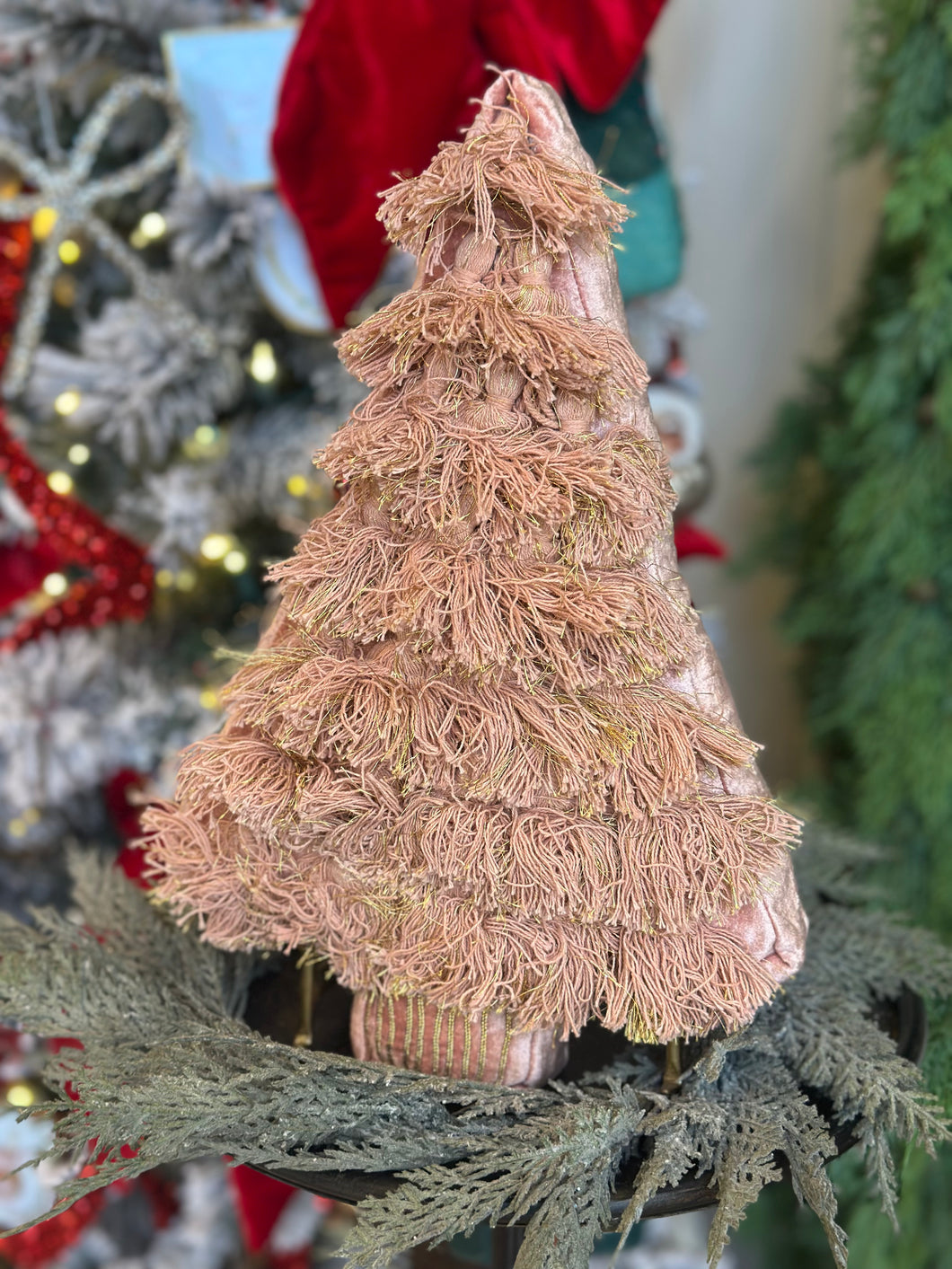 Blush Cotton Velvet Tree Pillow