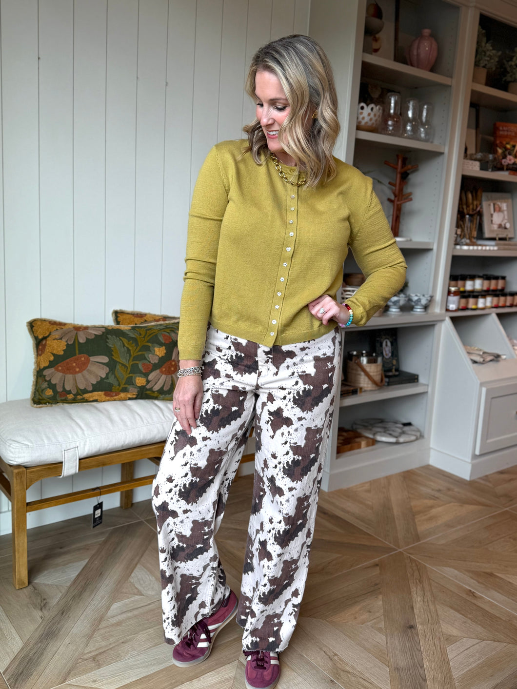 Brown Cowhide Denim Pants