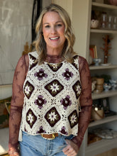 Load image into Gallery viewer, Purple &amp; Ivory  Crochet Vest
