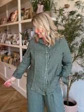 Load image into Gallery viewer, Army Green Linen Blouse
