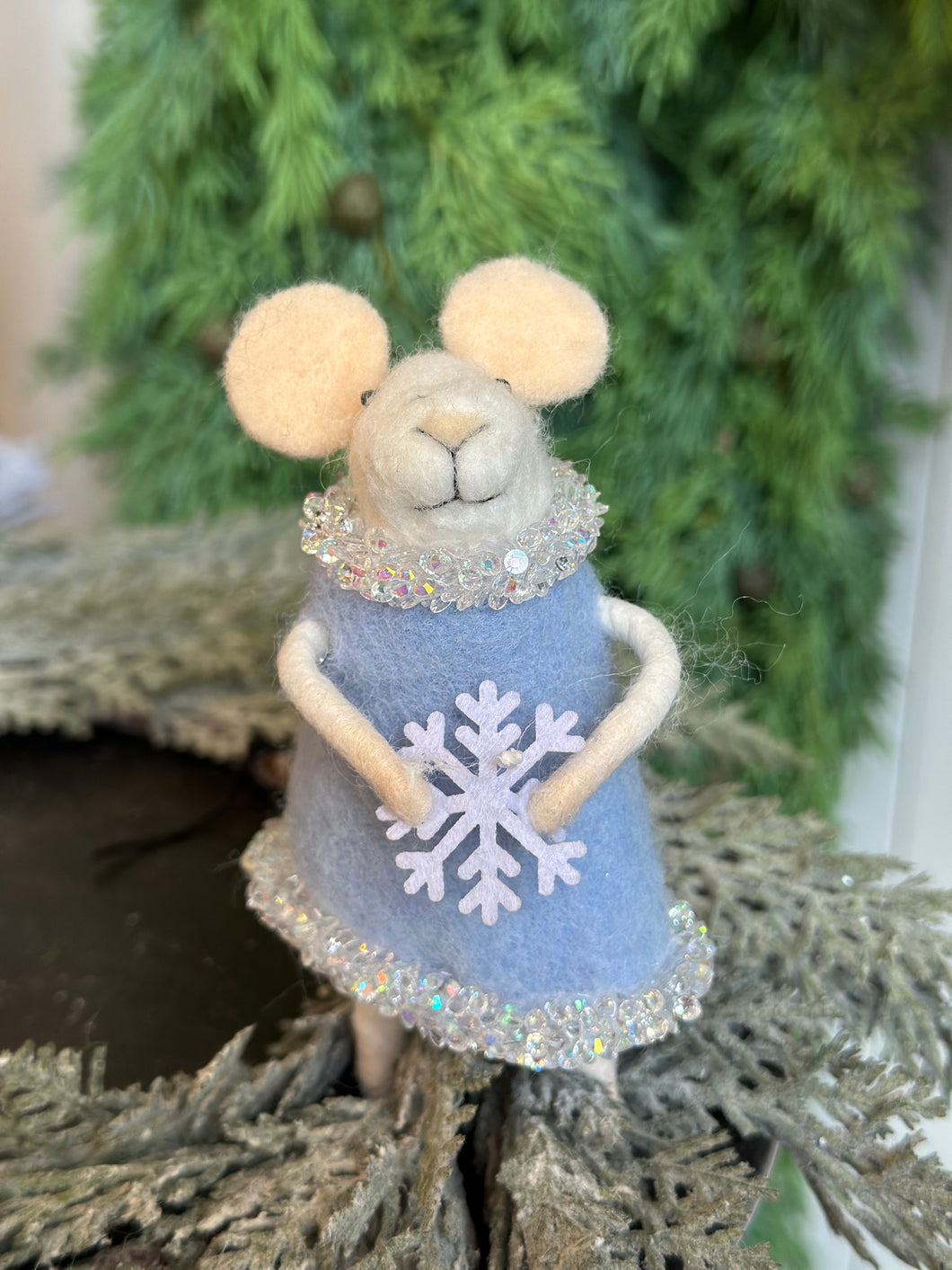 Glitzy Wool Felt Mice Ornaments