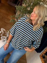 Load image into Gallery viewer, Blue &amp; Brown Striped Waffle T-shirt
