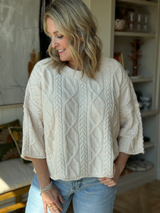 Ecru Boxy Cable Sweater