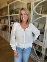 Load image into Gallery viewer, Ivory Long Sleeve Peplum Blouse
