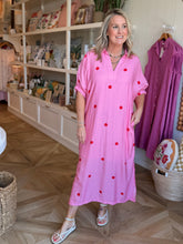 Load image into Gallery viewer, Pink &amp; Red Polka Dot Maxi Dress
