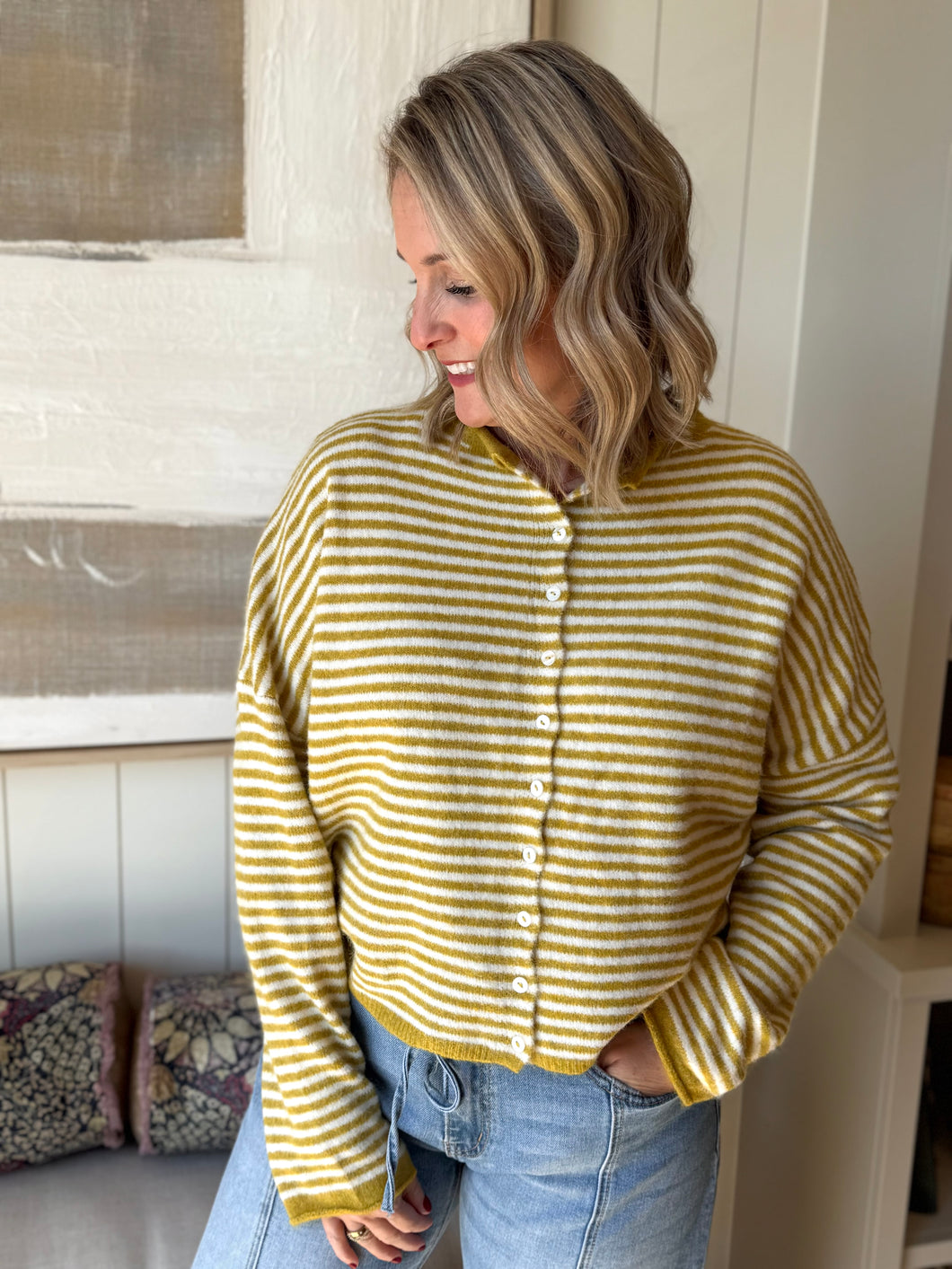 Yellow Stripe Piper Cardigan