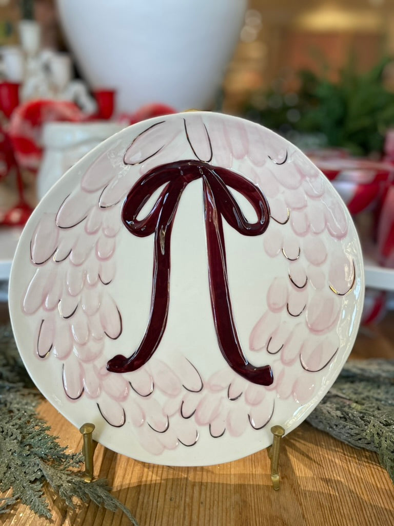 Stoneware Wreath & Bow Round Platter