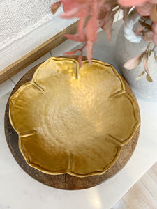 Gold Metal Floral Plate