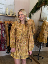Load image into Gallery viewer, Mustard Multi Print Button Up Short Dress
