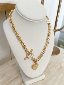 Chunky Gold Heart Pendent Necklace