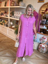 Load image into Gallery viewer, Orchid Pink Long Sleeveless Linen Dress
