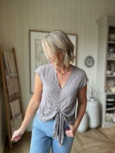 Load image into Gallery viewer, Grey Crinkle Blouse
