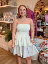Load image into Gallery viewer, Cream Cotton Smocked Tiered Mini Dress
