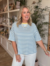 Load image into Gallery viewer, Dusty Blue Stripe T-Shirt
