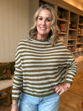 Load image into Gallery viewer, Olive Striped Lightweight Sweater
