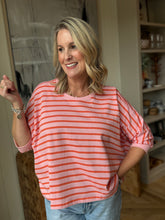 Load image into Gallery viewer, Pink &amp; Coral Stripe Boxy Top
