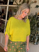 Load image into Gallery viewer, OS Lime Florence Batwing Crop Sweater
