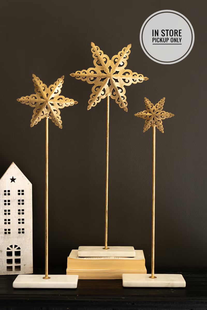 Set of 3 Metal Stars on Marble Bases