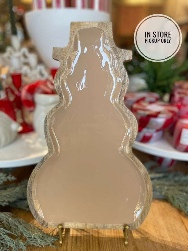 Enamel Wood Snowman Tray