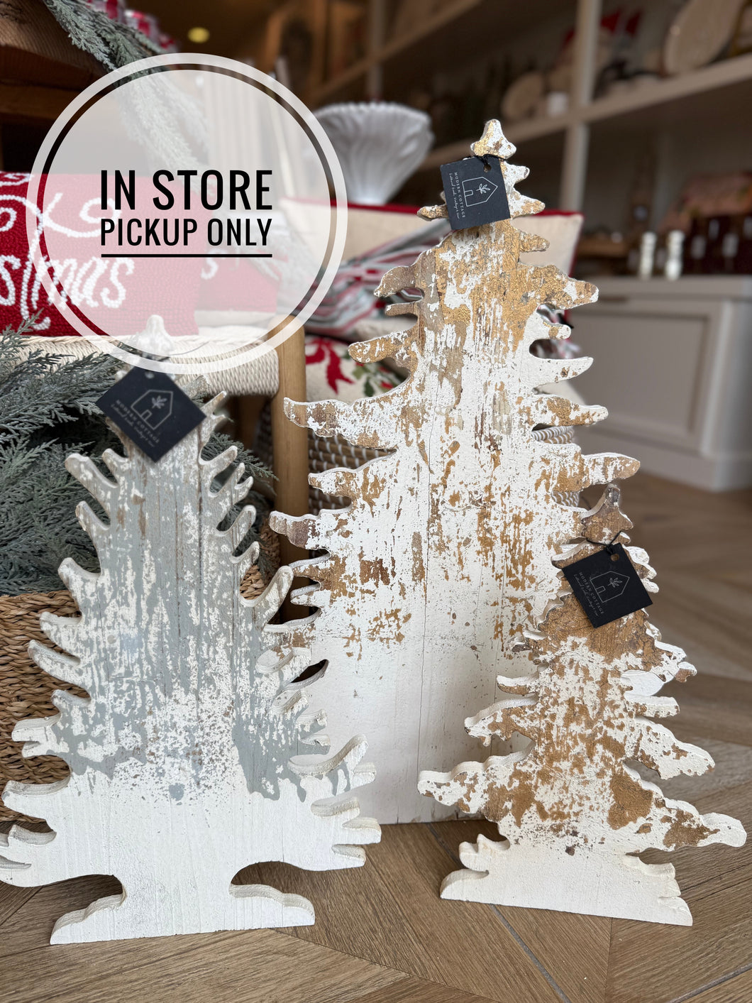 Ivory Distressed Wood Trees