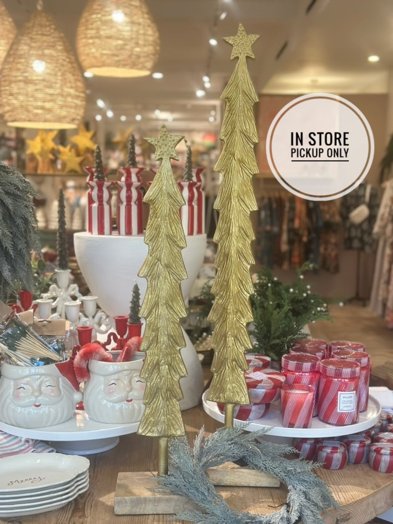 Tall Slim Gold Metal Christmas Tree