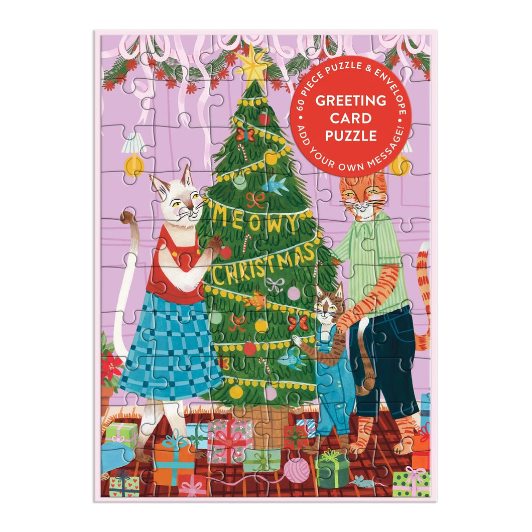 Meowy Christmas Puzzle Greeting Card