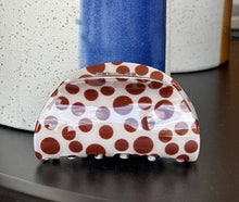 Load image into Gallery viewer, Brown Polka Dot Hair Claw
