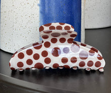 Load image into Gallery viewer, Brown Polka Dot Hair Claw

