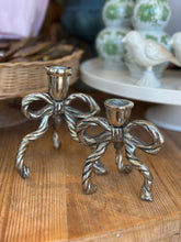 Load image into Gallery viewer, Pewter Ribbon Taper Holder
