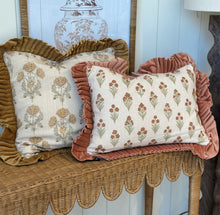 Load image into Gallery viewer, Gold Cotton Fall Floral Lumbar Pillow

