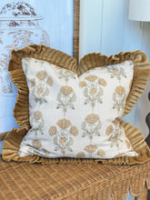 Load image into Gallery viewer, Gold Cotton Fall Floral Lumbar Pillow
