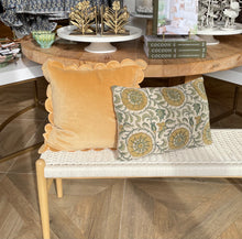 Load image into Gallery viewer, Gold &amp; Olive Linen Blend Lumbar Pillow
